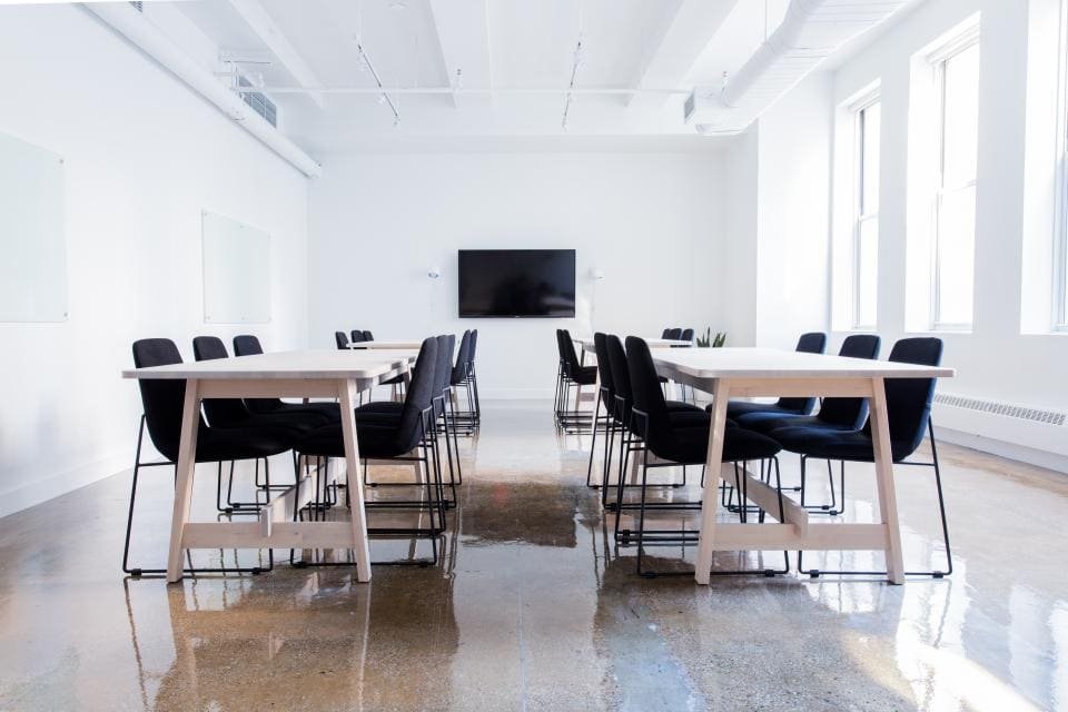 Conference room ready for a workshop